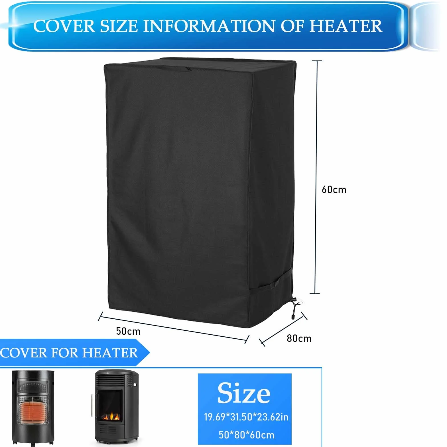 Coperture Protettive Stufetta a Gas per Interno, Stufe Portatili Cover Protettiva, Telone Stufe Portatili in Tessuto Oxford 420D, Copertura Protettiva per Riscaldatore a Gas (50x80x60cm)