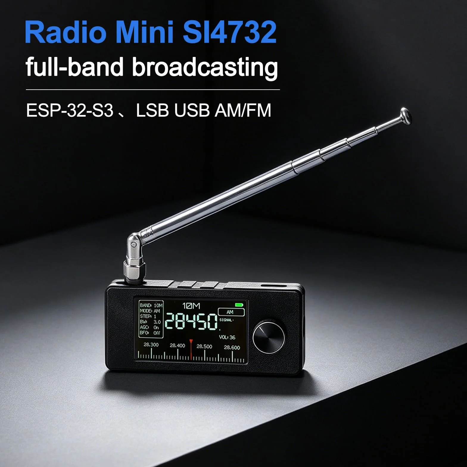 Mini SI4732 Radio ESP-32-S3 Master Control SI4732 Chip LSB USB AM FM Schermo IPS 4,8 cm Antenna Telescopica Antenna a Ciambella