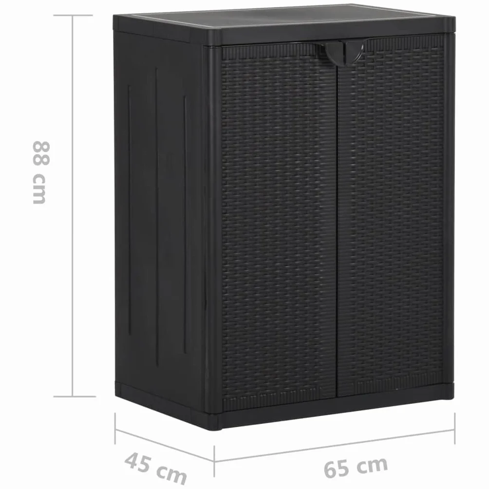 vidaXL Armadio da Giardino Rattan PP 65x45x88 cm Nero