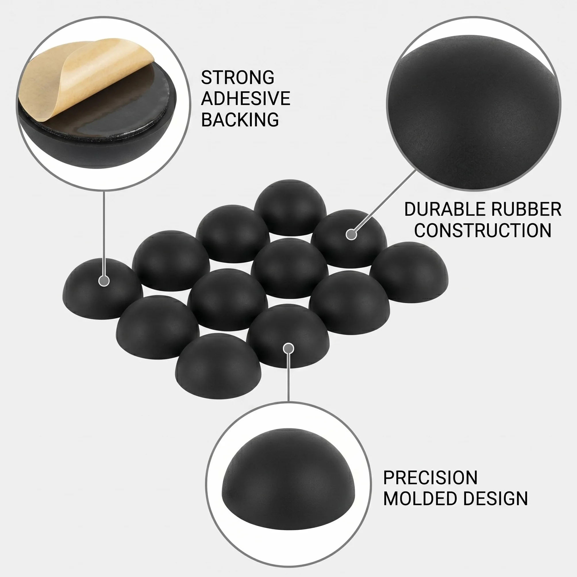 Piedini Antivibrazione in Silicone 18x10mm Autoadesivi, Paraurti Emisferici per Mobili, Protezione Antiurto (Nero)