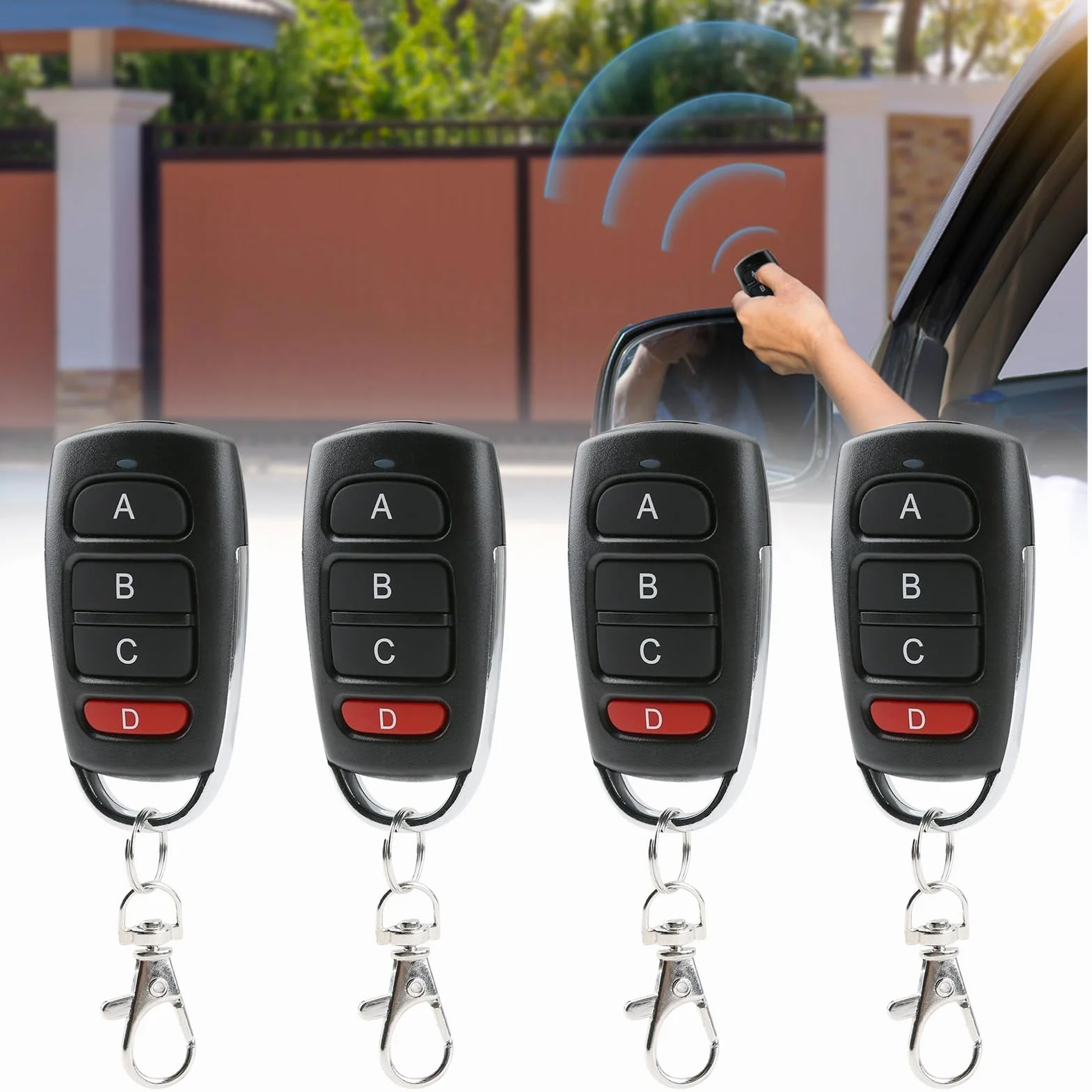 Telecomando Cancello Universale 433 MHz 4 Pezzi Duplicatore Chiave per Garage Cancelli