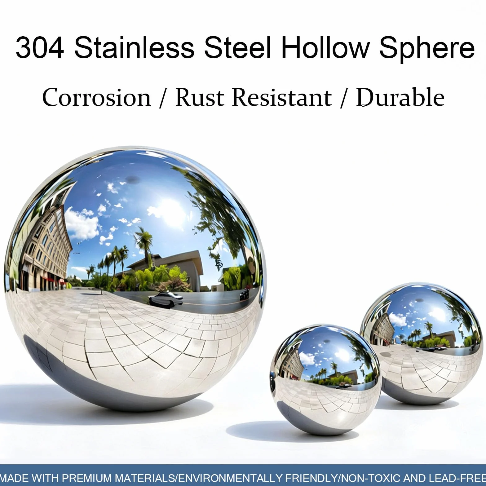 1pcs Sfera Cava in Acciaio Inox 304, Sfera Decorativa Argento, Diametro 89-120mm Spessore Parete 1.5mm, Aggiunta Brillante,Diameter 120mm