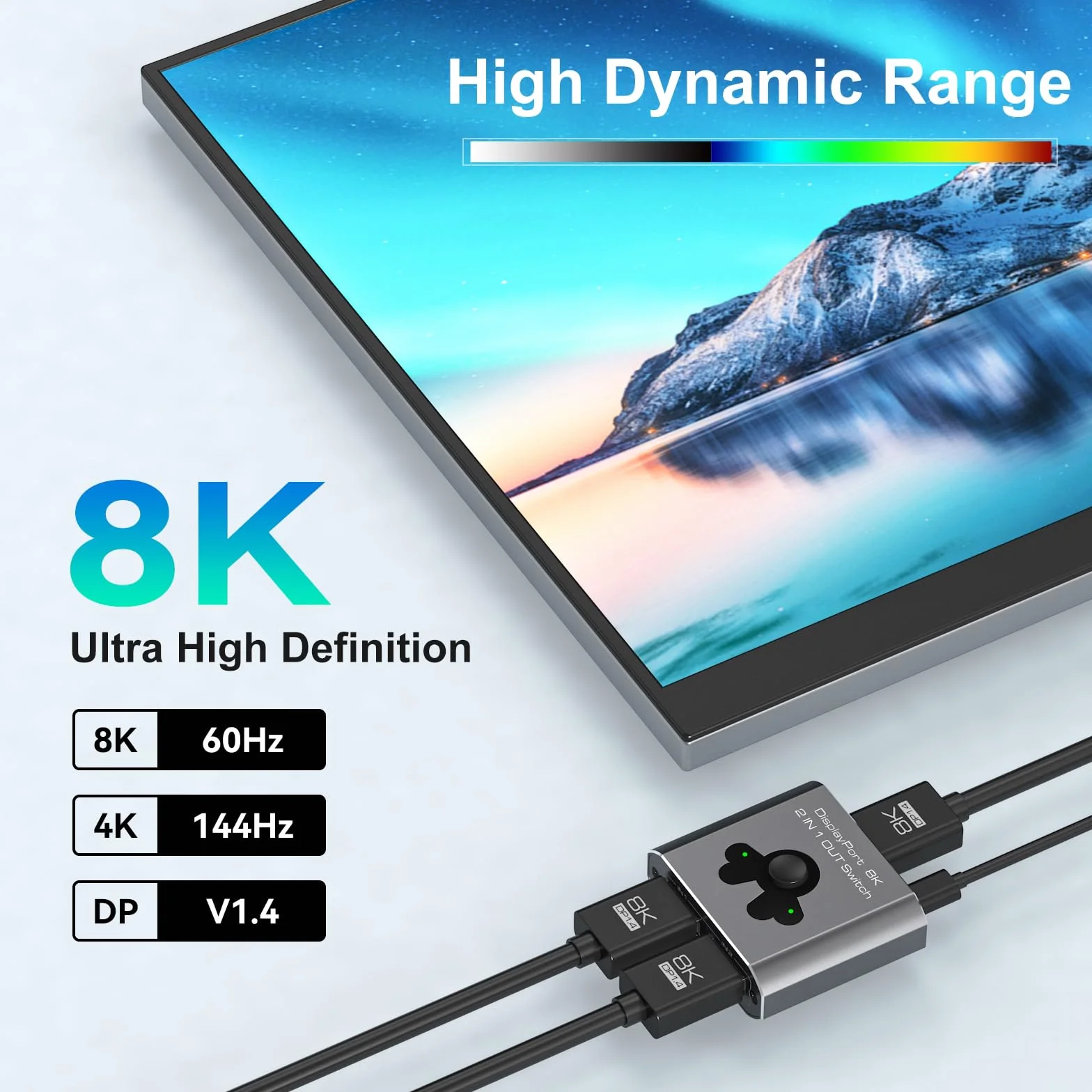 Switch Display Port 2 In 1 Out 8K60Hz 4K144Hz Displayport 1.4 DP Compatibile TV Monitor Proiettori