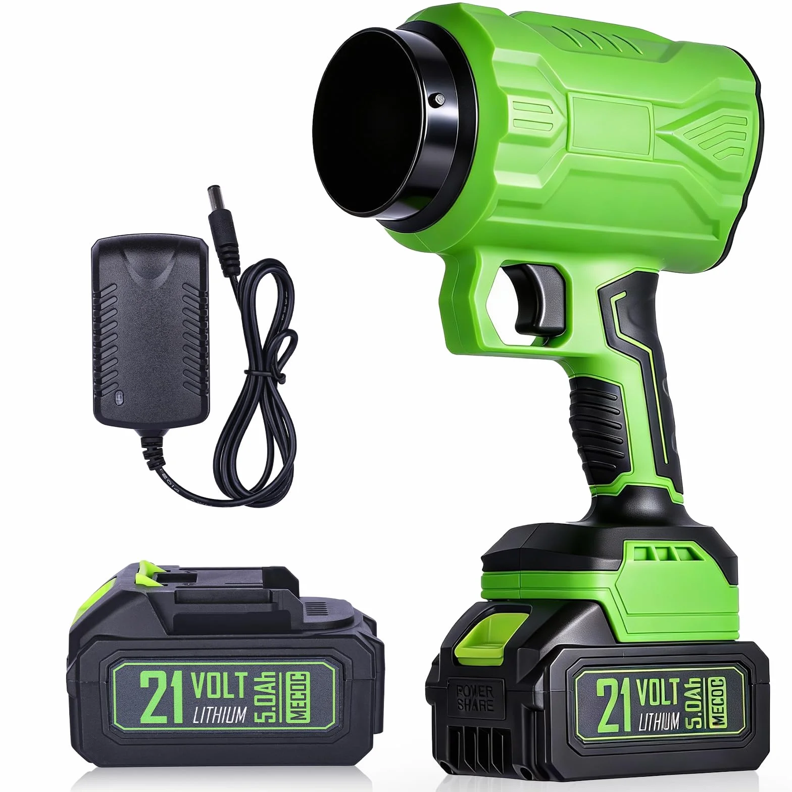 Soffiatore turbo a batteria con 2 batterie da 4000 mAh, motore brushless da 210 km/h, 545 W compatto e leggero (2,2 kg), soffiatore portatile per rimuovere foglie, 2 ugelli e caricabatterie