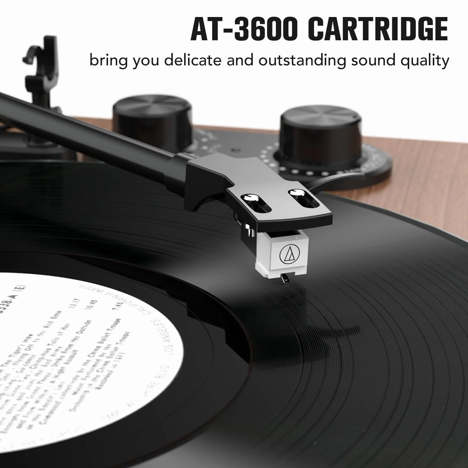 Udreamer Giradischi Sistema Hi-Fi 40 W Lettori Vinile Bluetooth Piatto Alluminio Trasmissione Cinghia 2 Velocità AT-3600L Marrone