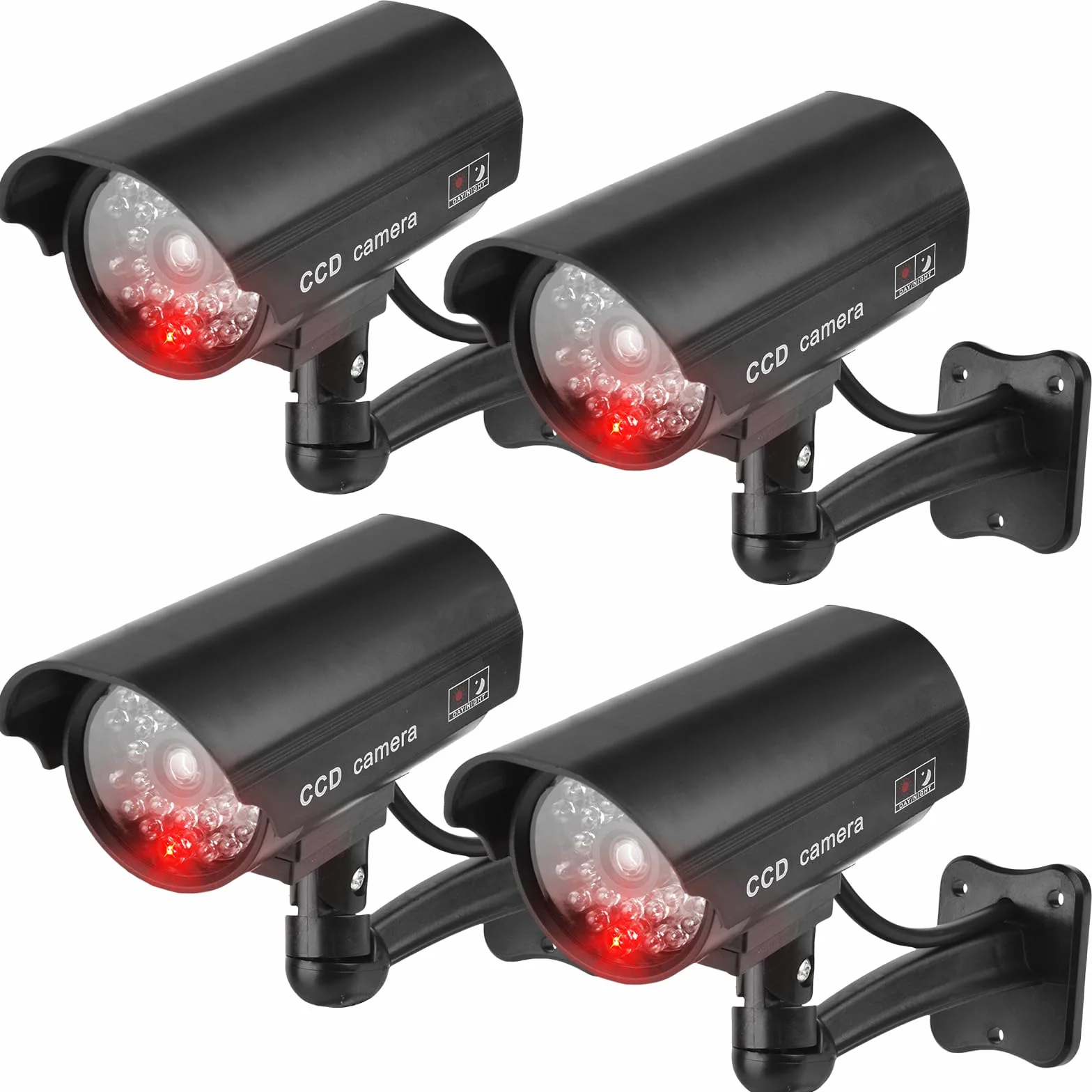 GAOUTO 4 Pezzi Telecamera Finta CCTV con LED Lampeggiante Esterna per Casa