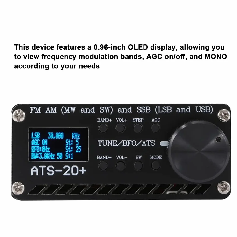 Eacam Ricevitore Radio Display OLED 0,96 Pollici 22 Radiobandi Amatoriali Commerciali Ricarica USB