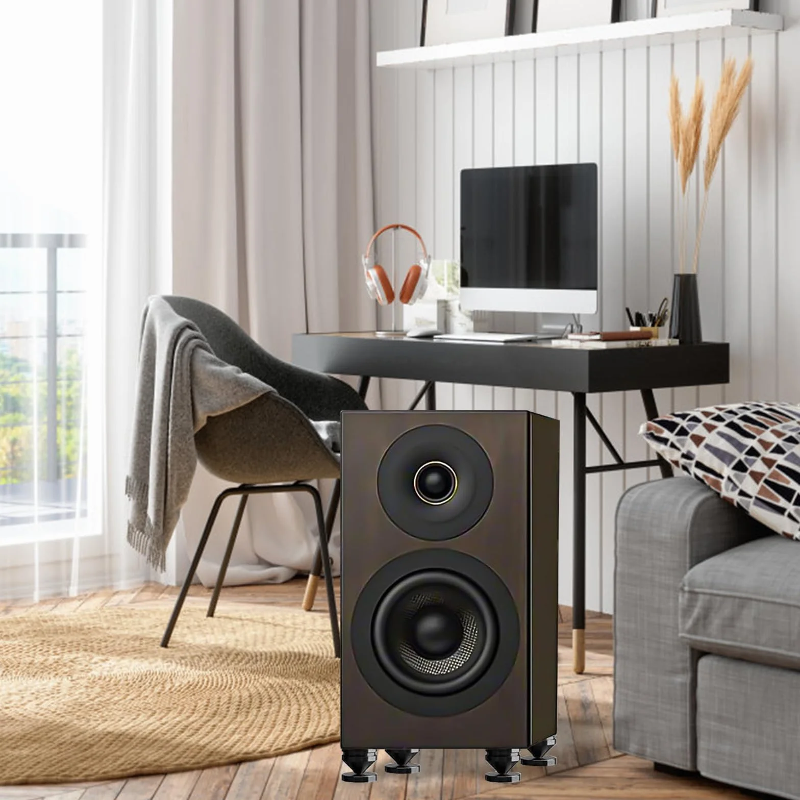 Punte per subwoofer in lega di rame 8 pezzi con 16 tappetini antiscivolo per altoparlanti HiFi