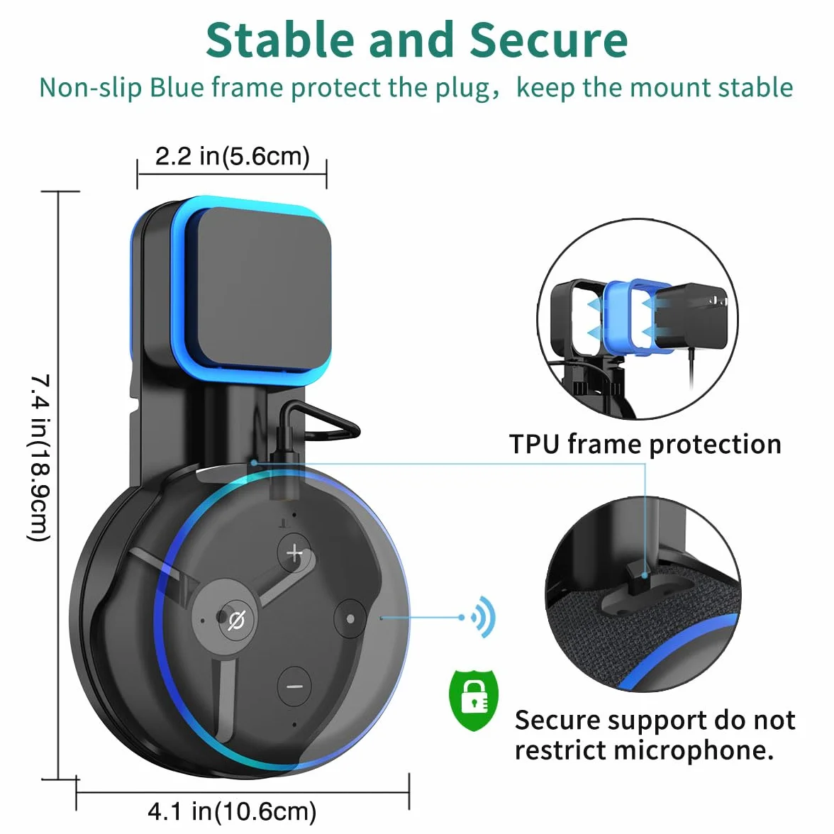 PlusAcc Dot 3a gen Supporto Stand Hanger per Google Home Mini 3 generazione, nero
