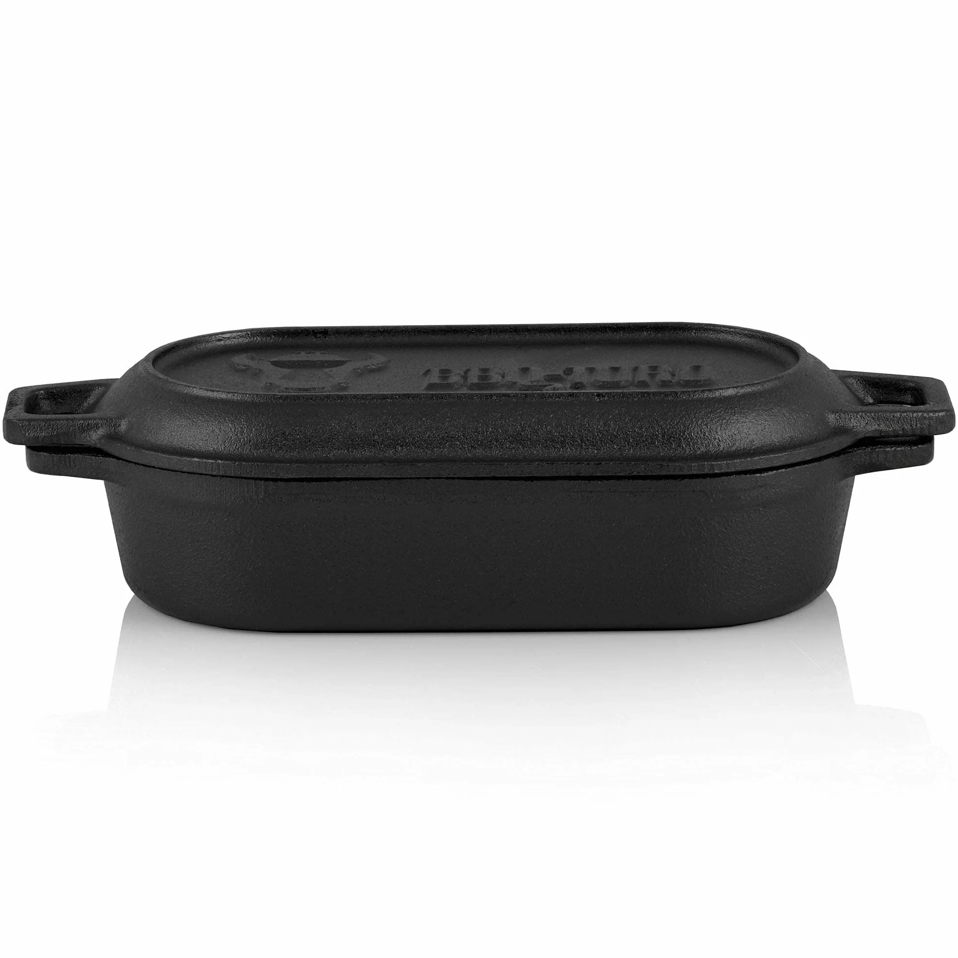 BBQ-Toro Pentola in ghisa da 1 litro 29 x 12,5 x 5,5 cm, pre-bruciata, passerella olandese, casseruola in ghisa, ideale per pasticceria, stufati