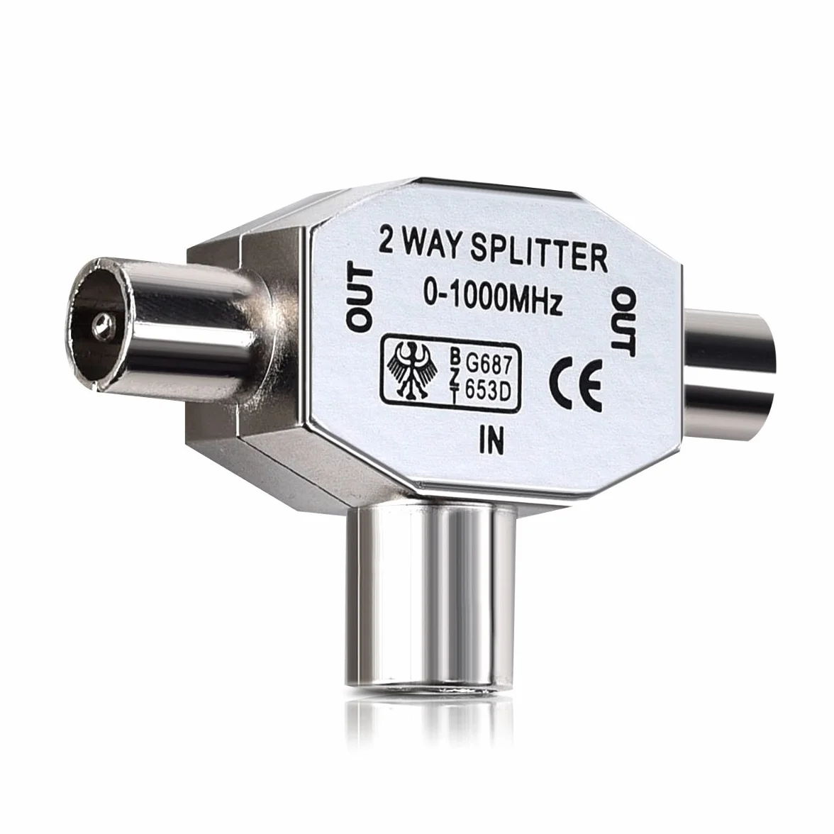 kwmobile rozdzielacz antenowy T Splitter 0-1000 MHz 2x gniazda koncentryczne DVB-T