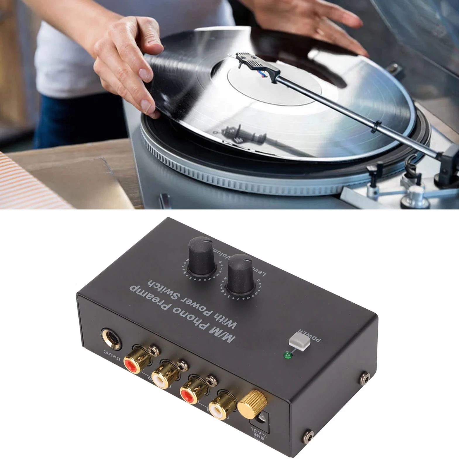 Preamplificatore per Giradischi Professionale a Basso Rumore con Adattatore DC 12V