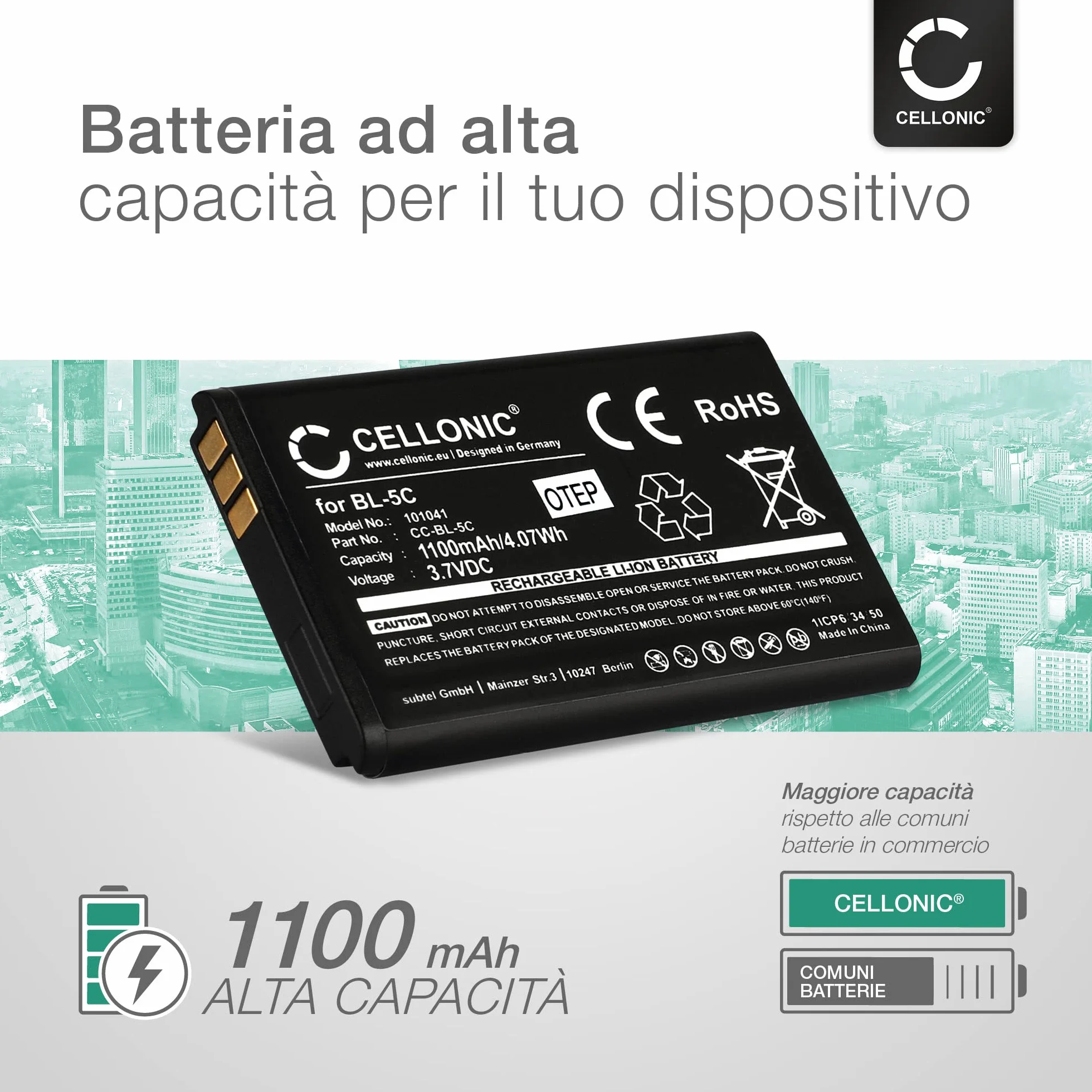 CELLONIC Batteria Compatibile Nokia 2600 1110 1110i 1100 1020mAh 3.7V