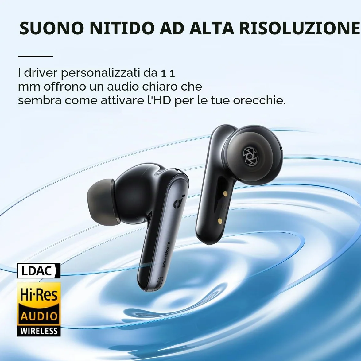 Soundcore Anker Liberty 4 NC Cuffie Bluetooth Cancellazione Rumore, Auricolari Bluetooth 98,5% Meno Rumore, Hi-Res Audio, 50 Ore, Bluetooth 5.3