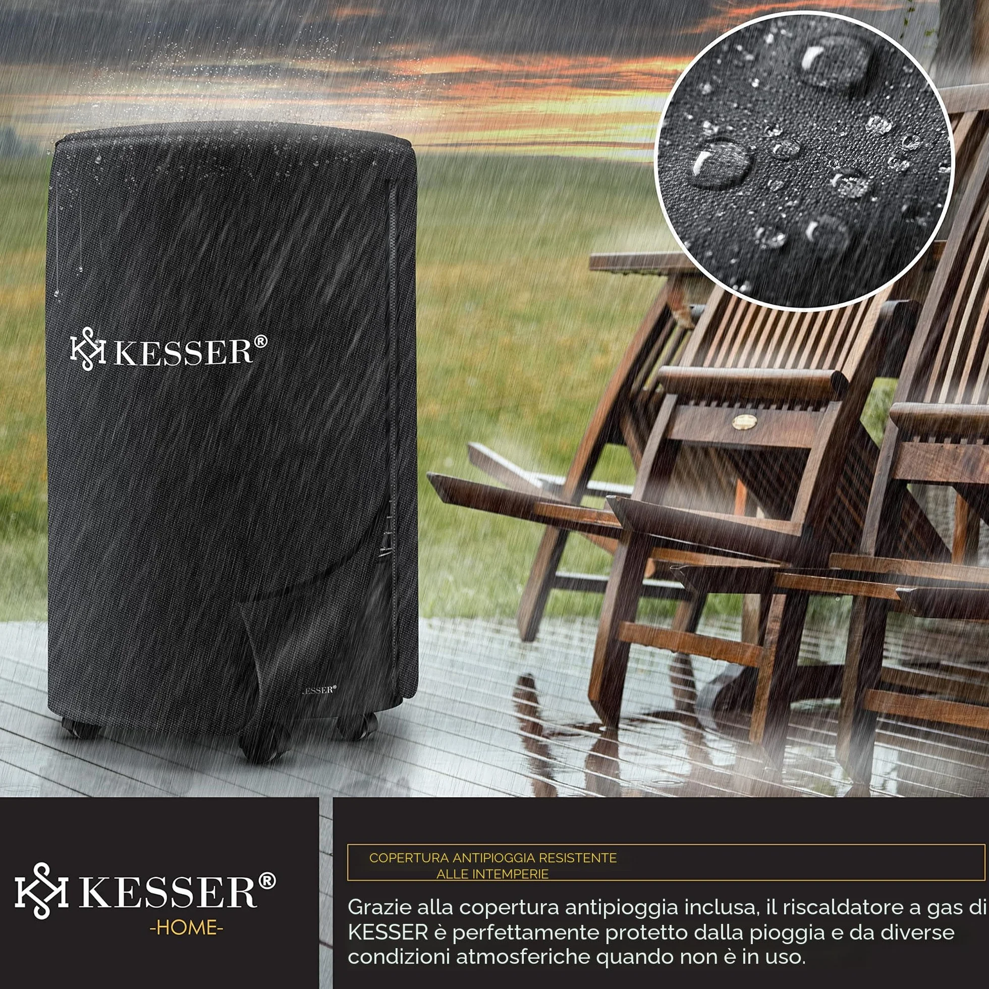 KESSER® Riscaldatore a gas 4200 Watt stufa a infrarossi in ceramica per bombole butano propano