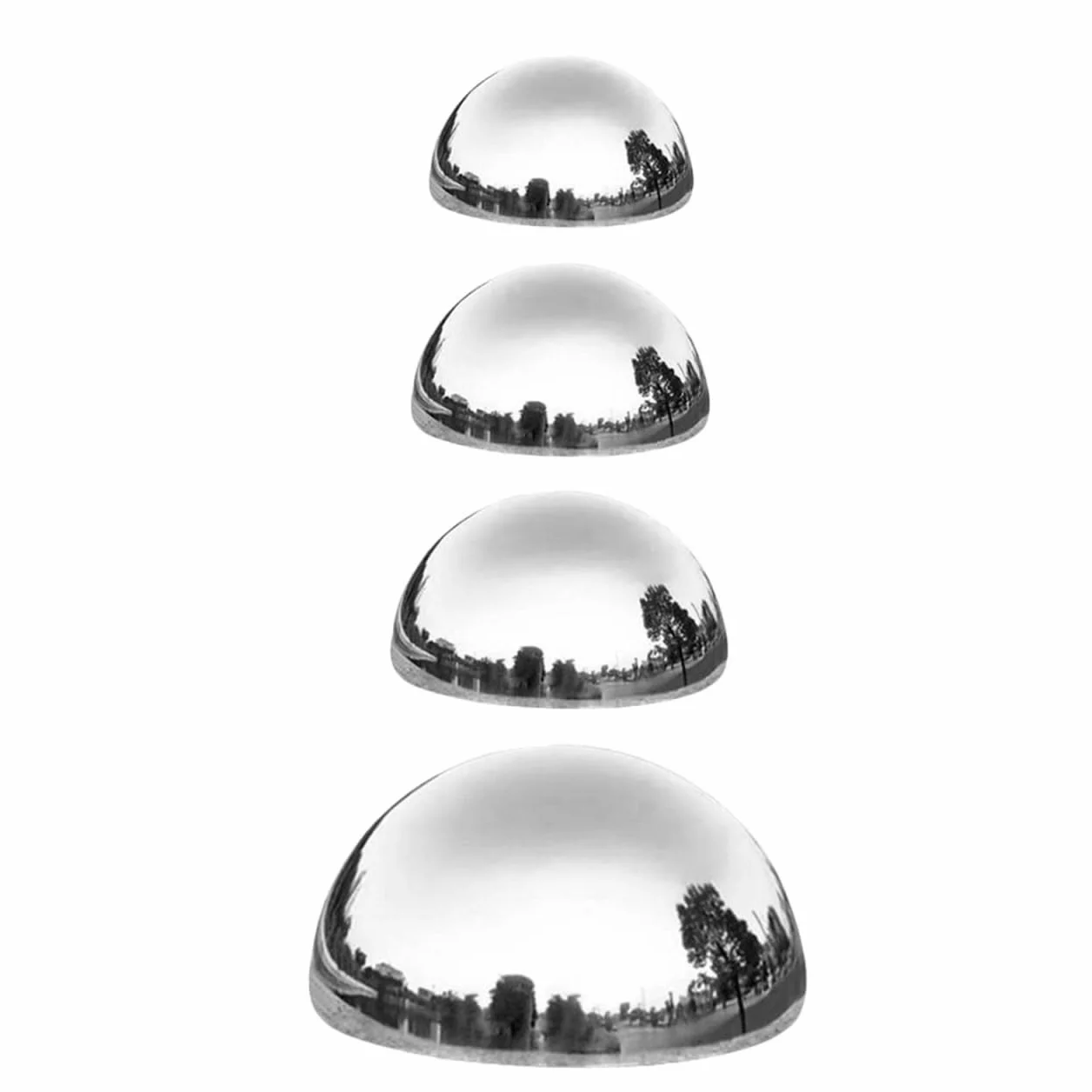 BESPORTBLE 4 sfere da giardino in acciaio inox, 76 – 150 mm, riflettenti, antiruggine, infrangibili, per interni ed esterni, moderne sfere per la decorazione del giardino e della terrazza