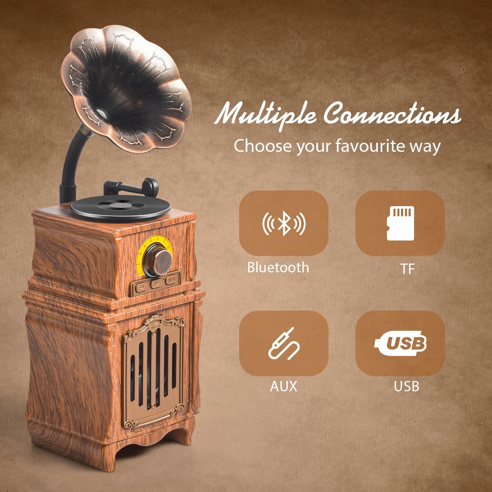 COLSUR Radio Portatile Vintage Retro Legno AM FM Bluetooth 5.3 1800mAh Altoparlante Ricaricabile TF/USB/AUX
