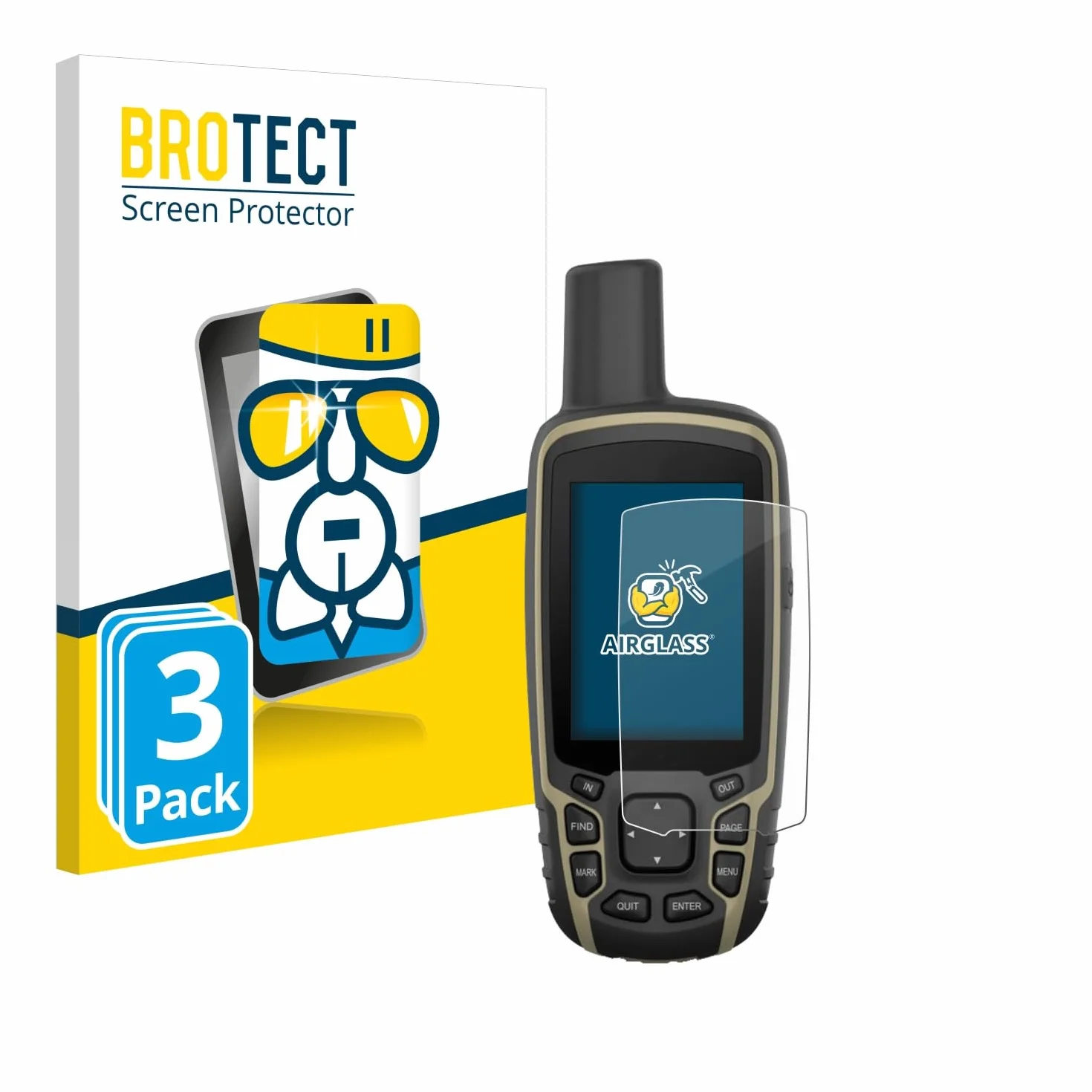 Brotect Pellicola Protettiva Vetro per Garmin GPSMAP 65s Protezione Schermo 3 Pezzi 9H