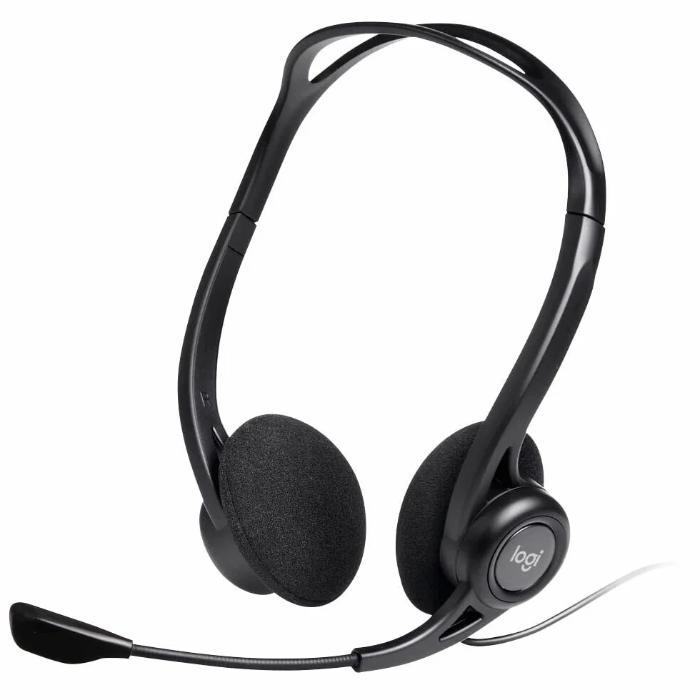 Logitech PC960 Cuffie Cablate per Computer, Cuffie Stereo con Microfono, Cancellazione di Rumore, USB, Leggere, Controlli Sul Cavo, PC/Mac/Laptop, Nero