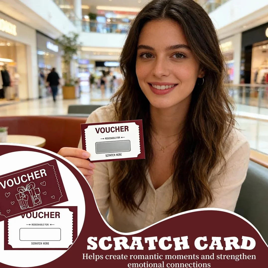 Carte Gratta e Vinci Vuote Rosso con Adesivi, Biglietti Scratch Off per Buoni Regalo DIY - Fornitura per Feste, Aziende, Compleanni e Matrimoni