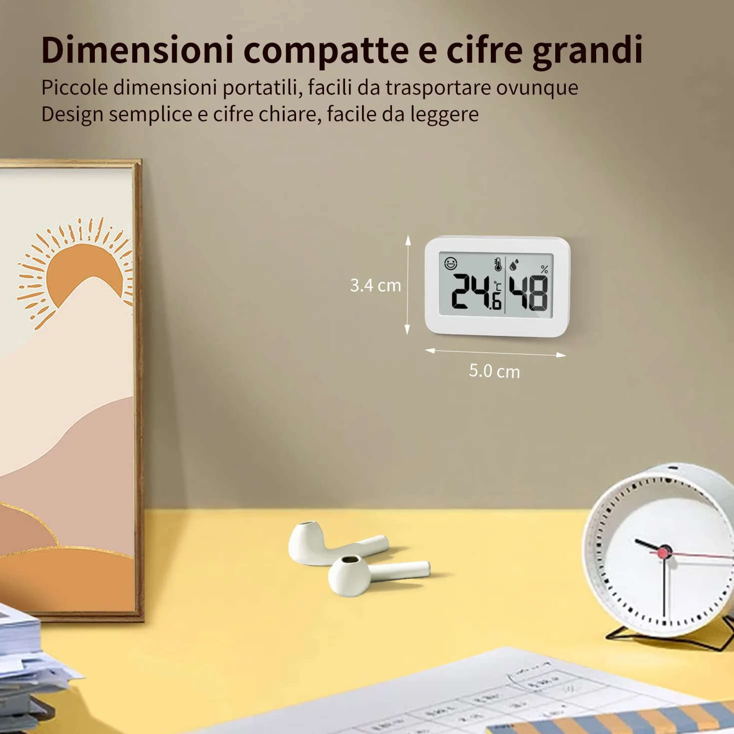 DOOMAY 2-Pack Mini Igrometri per Interni, Misuratore di Umidità Digitale con Temperatura Celsius