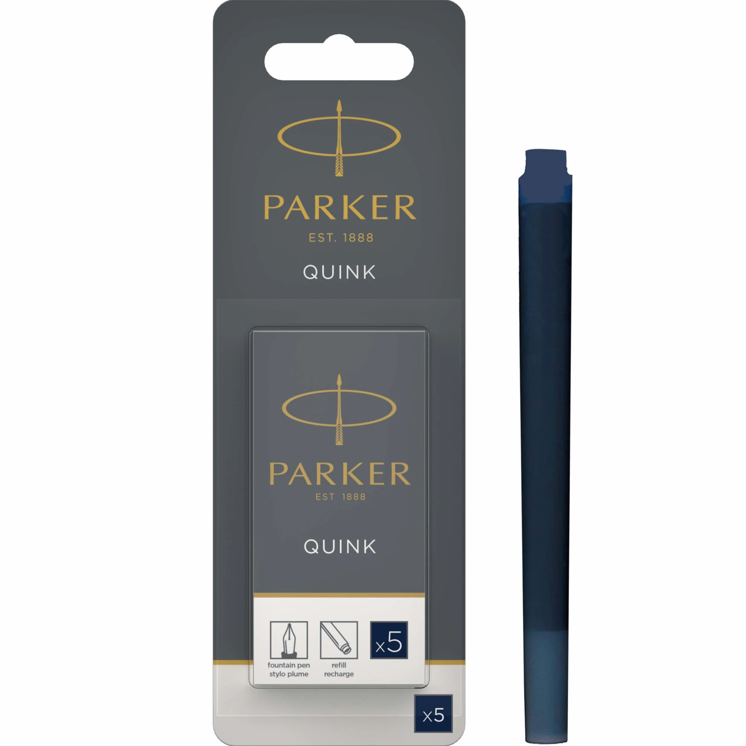 Parker Cartucce di Ricarica Inchiostro Penna Stilografica QUINK Blu-Nero Confezione da 5