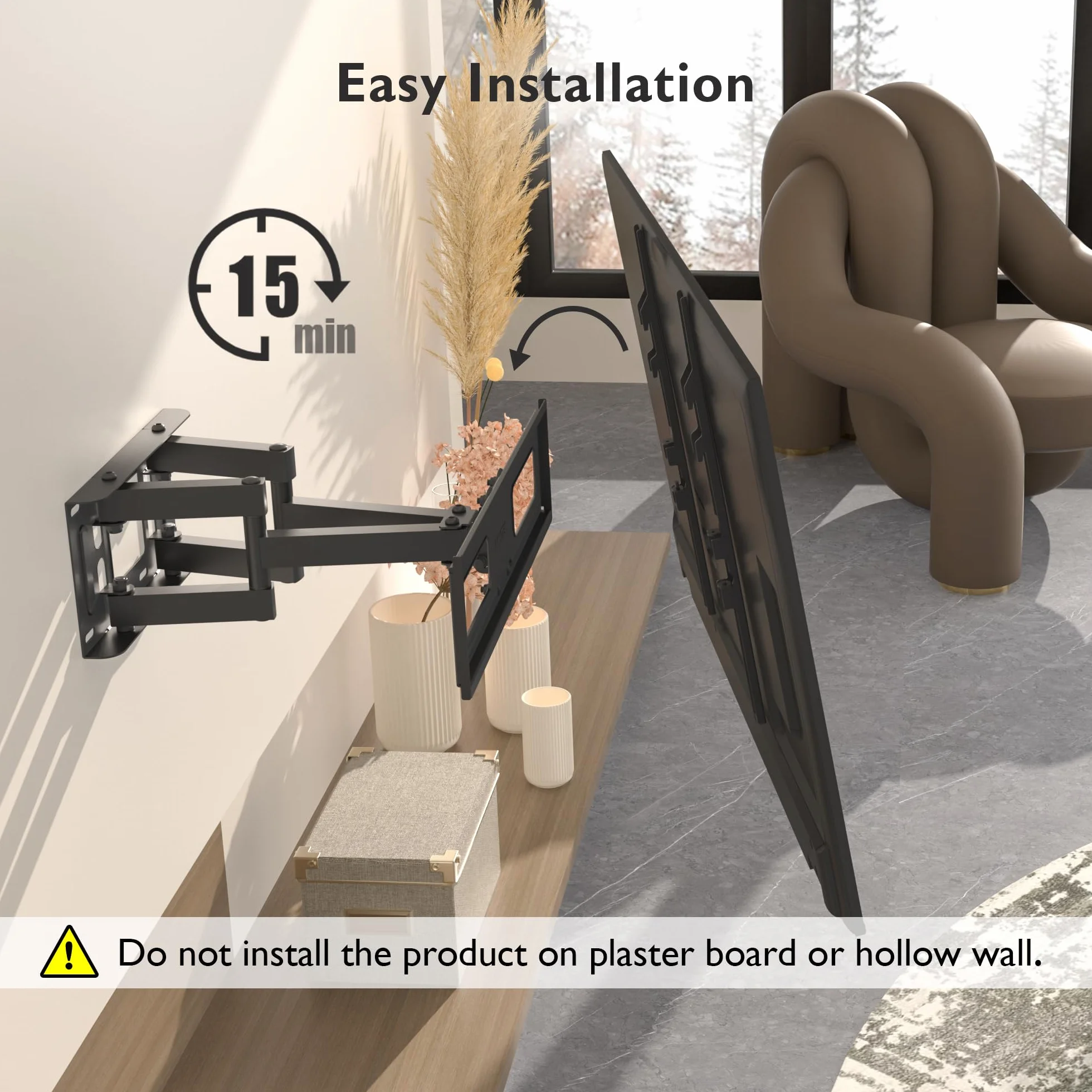 BONTEC Supporto TV Parete Inclinazione Girevole Doppio Braccio 23-70 inch 45kg VESA 400x400mm