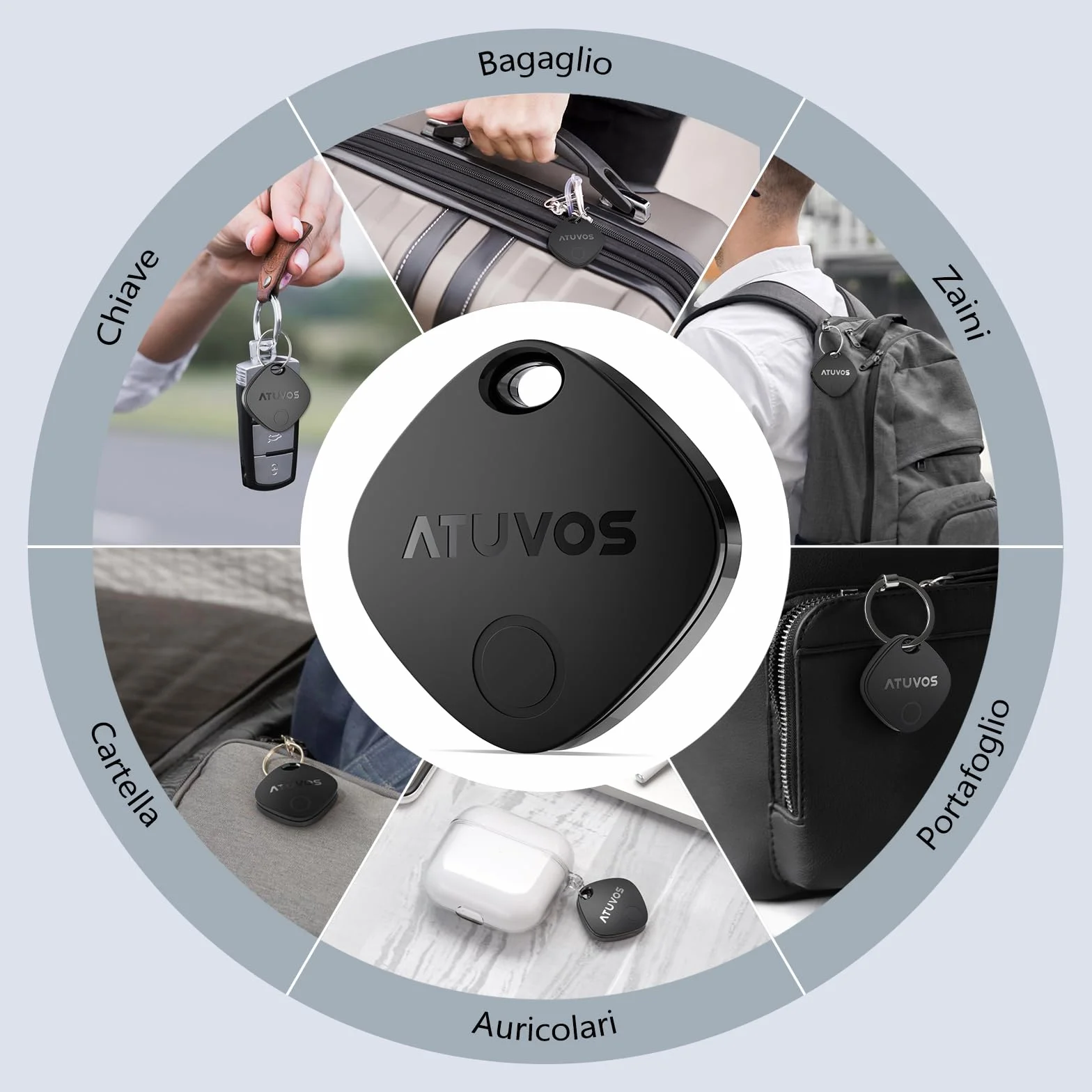 ATUVOS Smart Tag Pro Tracker Bluetooth per Android iOS, Localizzatore per Bagagli, 4 Pezzi