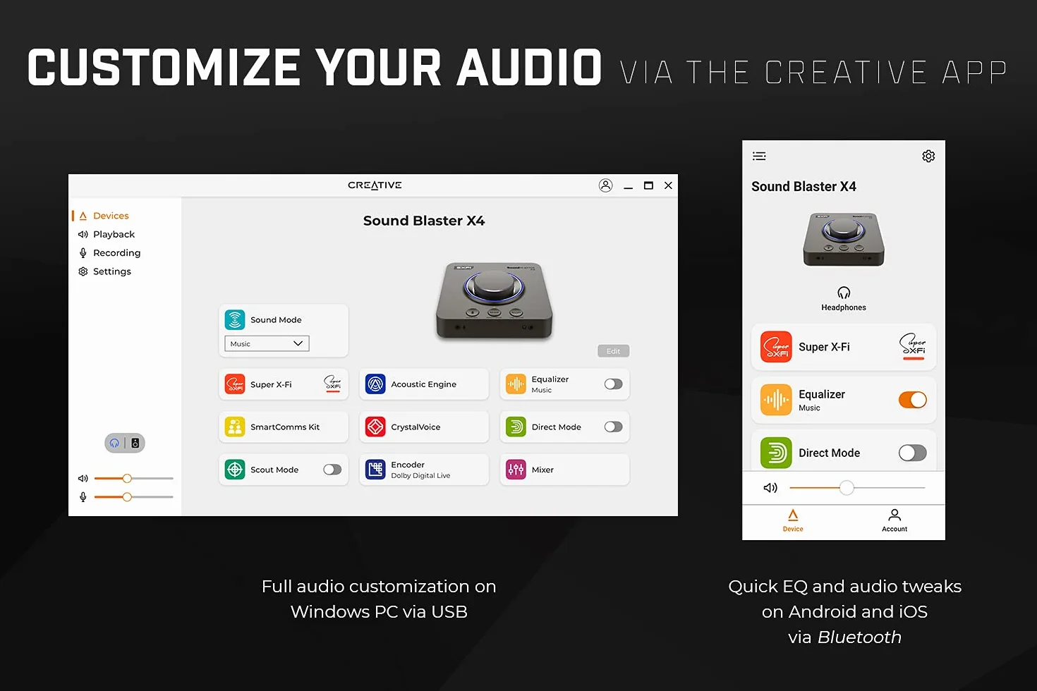 Creative Sound Blaster X4 Scheda audio esterna USB DAC 24 bit/192 kHz Super X-Fi 7.1