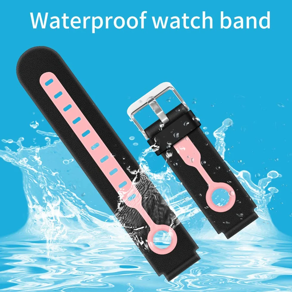 Kidizoom DX2 Cinturino di Ricambio in Silicone 16 mm per Smartphone Bambini (Nero-Rosa)