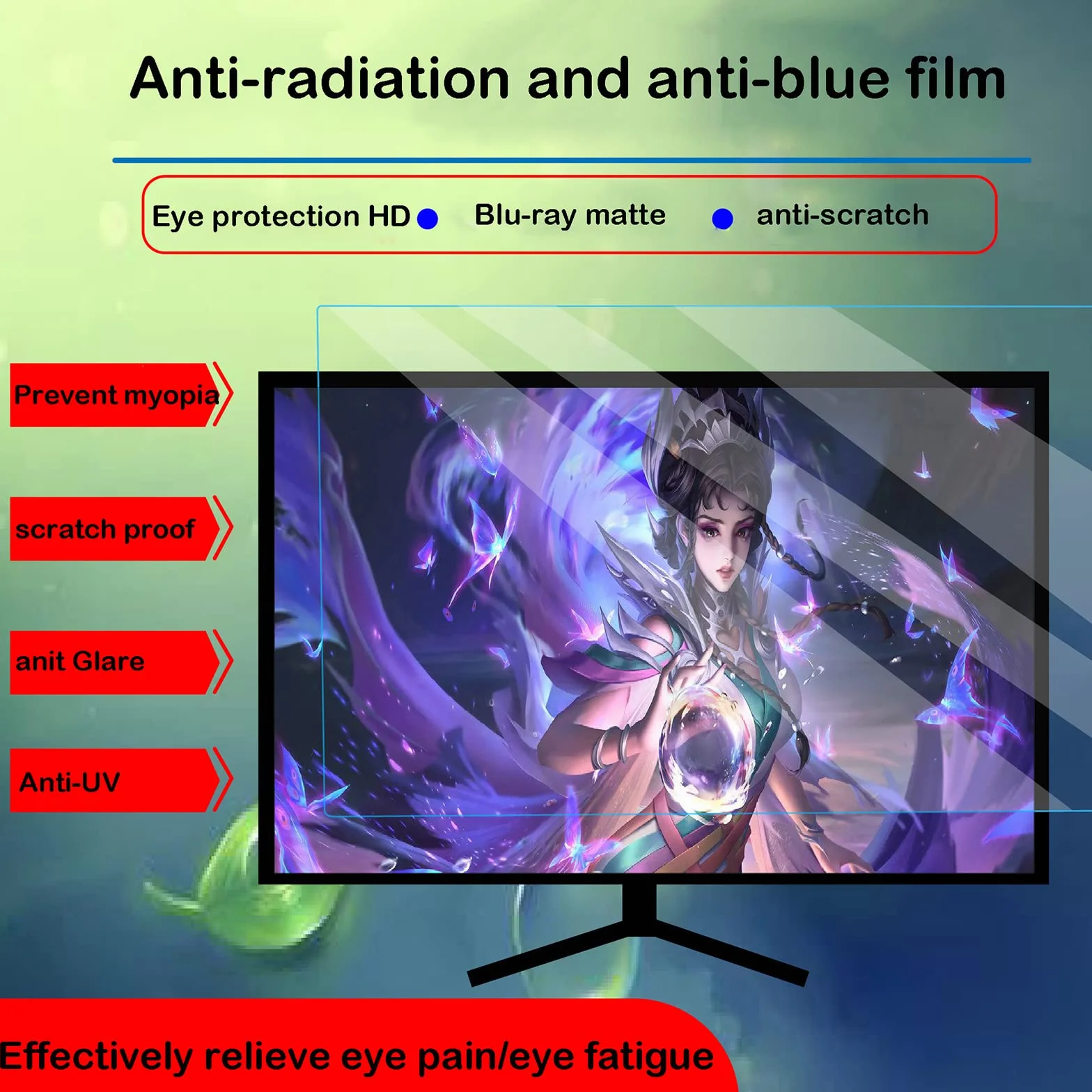 Pellicola Antiriflesso Opaca per TV HD 50-55 Pollici Anti Luce Blu AntiGraffio per LCD LED OLED QLED 4K HDTV 1211x682mm