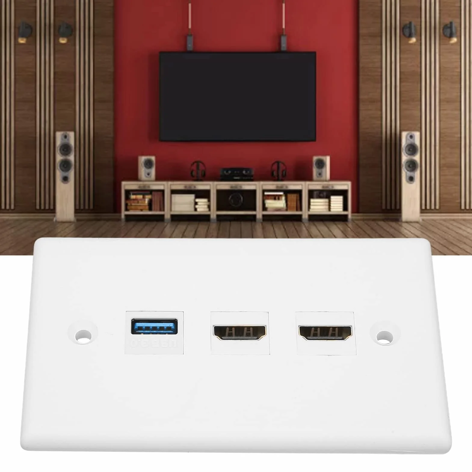 Bewinner Presa a Muro HDMI 3 Porte USB 3.0 Piastra Ethernet Senza Saldatura per TV HD a Parete
