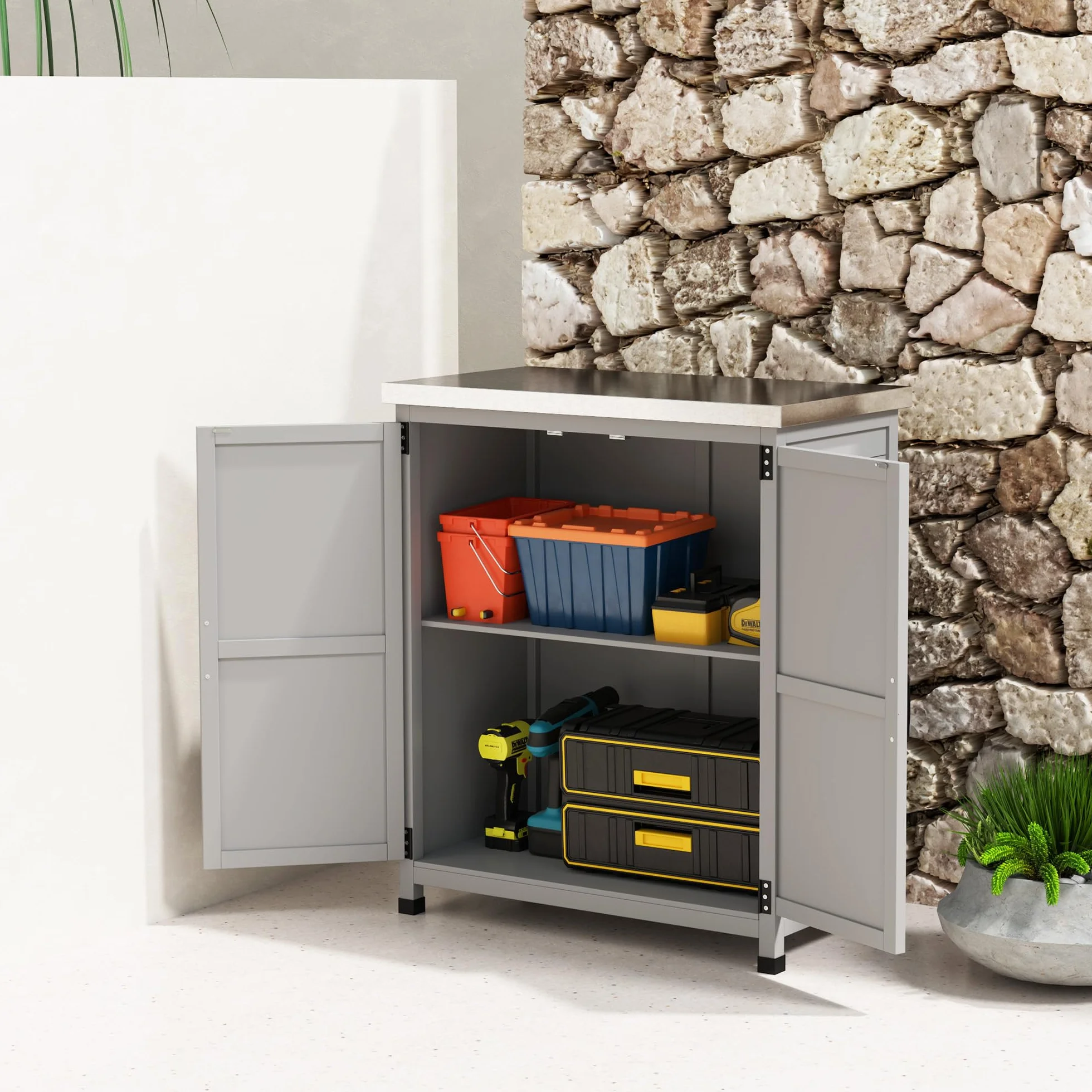 Outsunny Armadio da Esterno Acciaio Zincato 79x43x92 cm Grigio