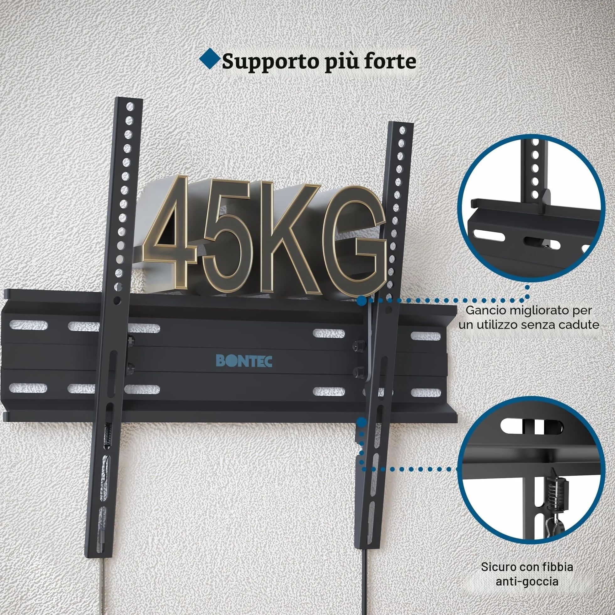 BONTEC Supporto da Parete per TV Inclinabile 23-65 Pollici VESA 400x400mm Fino a 45 kg