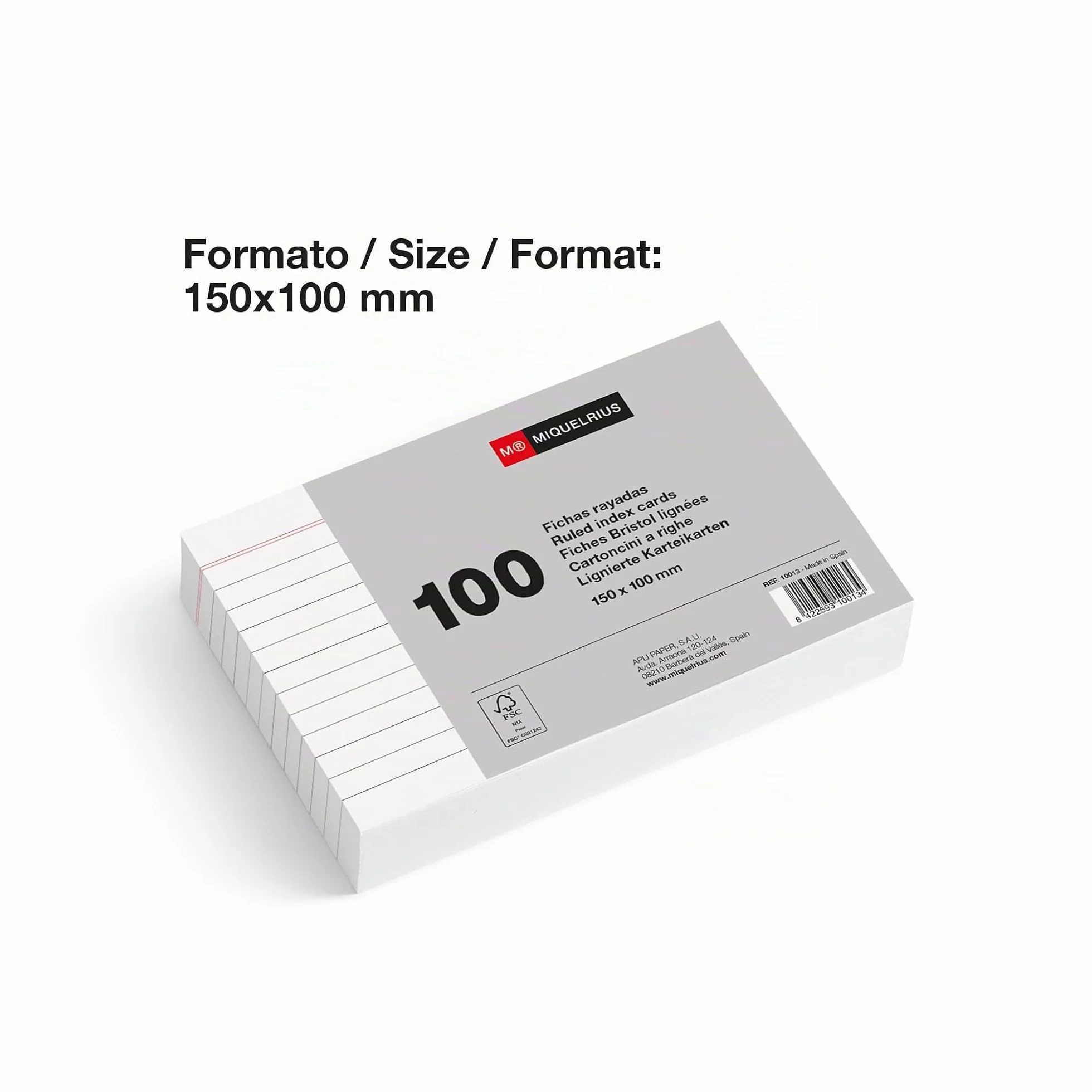 Miquelrius Flashcards 100 schede di studio a righe 150 x 100 mm cartoncino 200 g/m² materiale scolastico