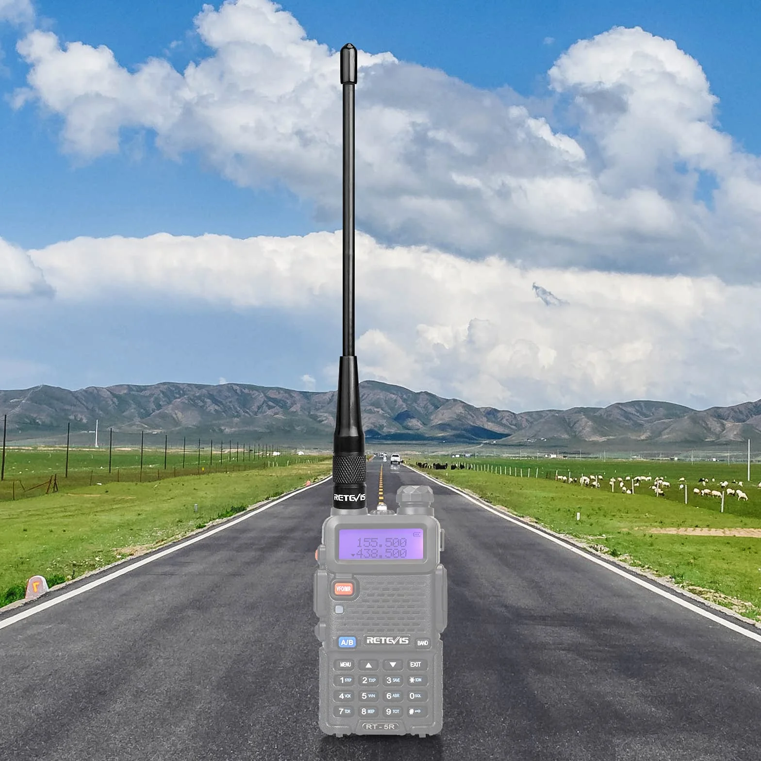 Retevis RHD701 Walkie Talkie Antenna VHF/UHF Dual Band SMA-F Compatibile con Baofeng UV-5R