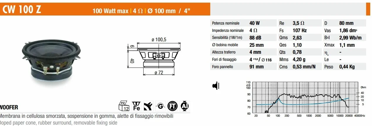 Ciare WOOFER 100 mm 100W 4 Ohm