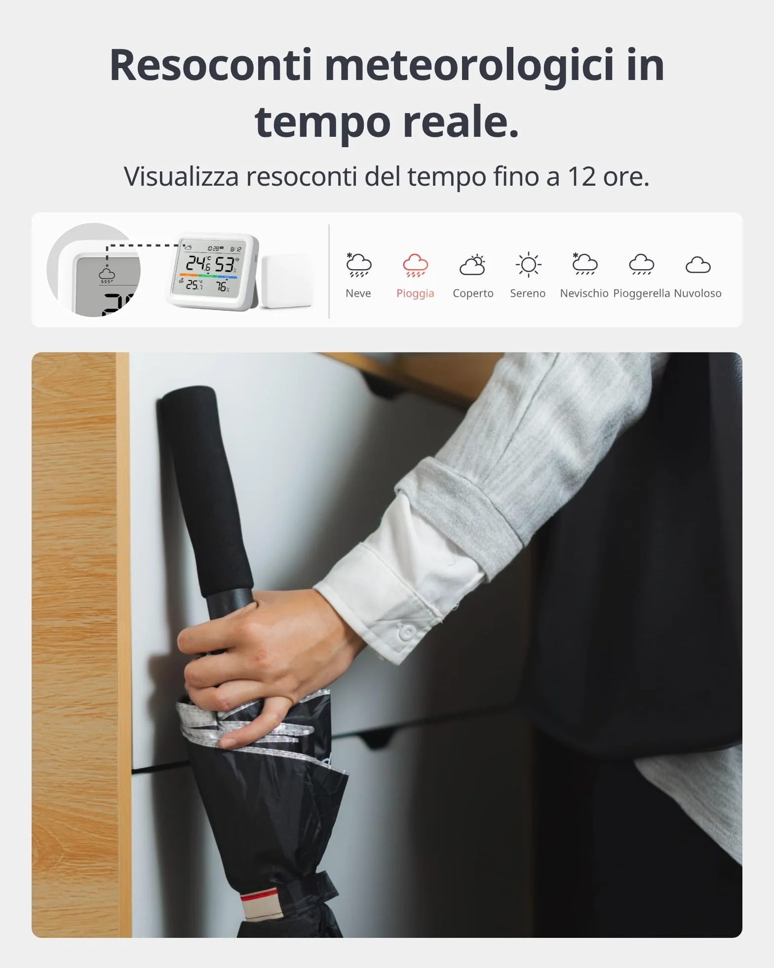 SwitchBot Stazione Meteo WiFi, Termometro Igrometro con Previsione del Tempo, Raggio Bluetooth 120m