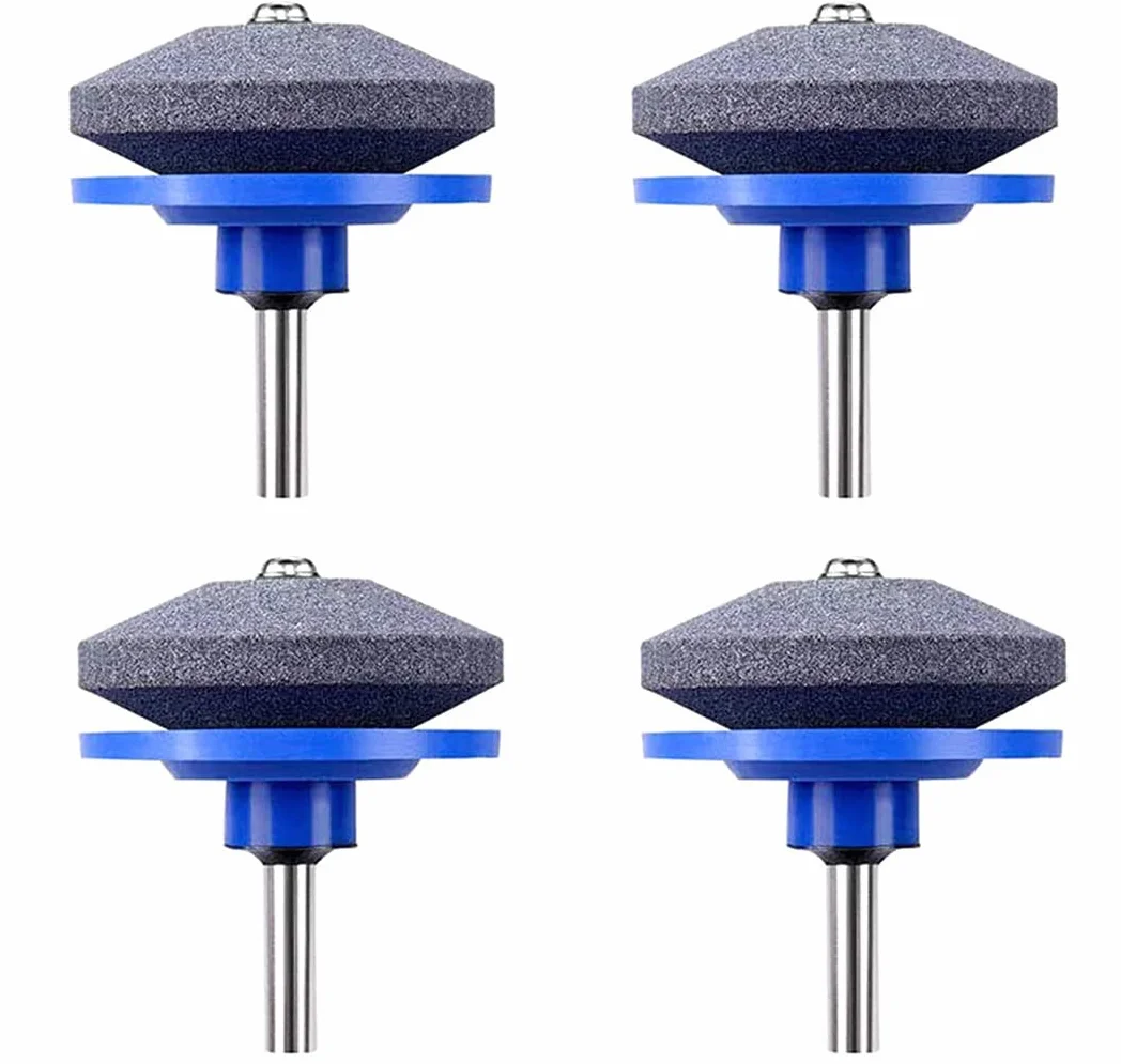 Affilacoltelli per Tosaerba,4 PCS Affilatrice Testa Universale Affilacoltelli Multifunzione per Smerigliatrice da Giardino Pietra per Trapano Elettrico Kit di Riparazione per Trapano a Mano