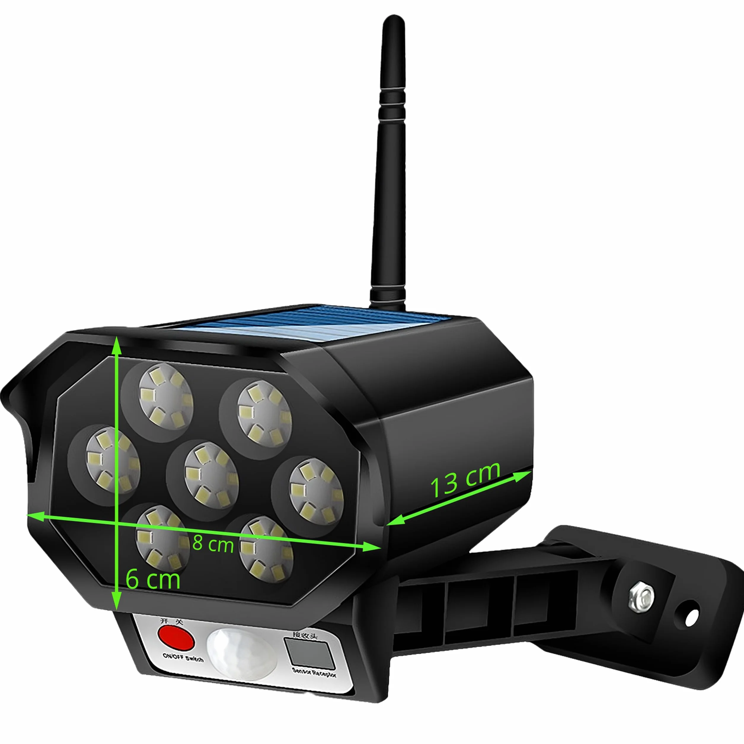 Retoo Finta Telecamera di Sorveglianza Esterna CCTV con Luce LED Solare Pannello Solare a Parete