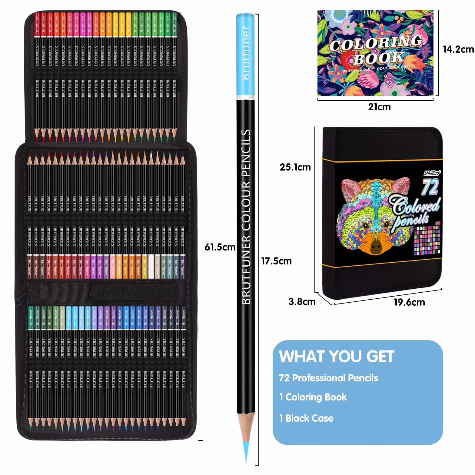 Melifluo Set di 72 Matite Colorate, Matite da Disegno con Borsa Nera Portatile per Adulti e Artisti