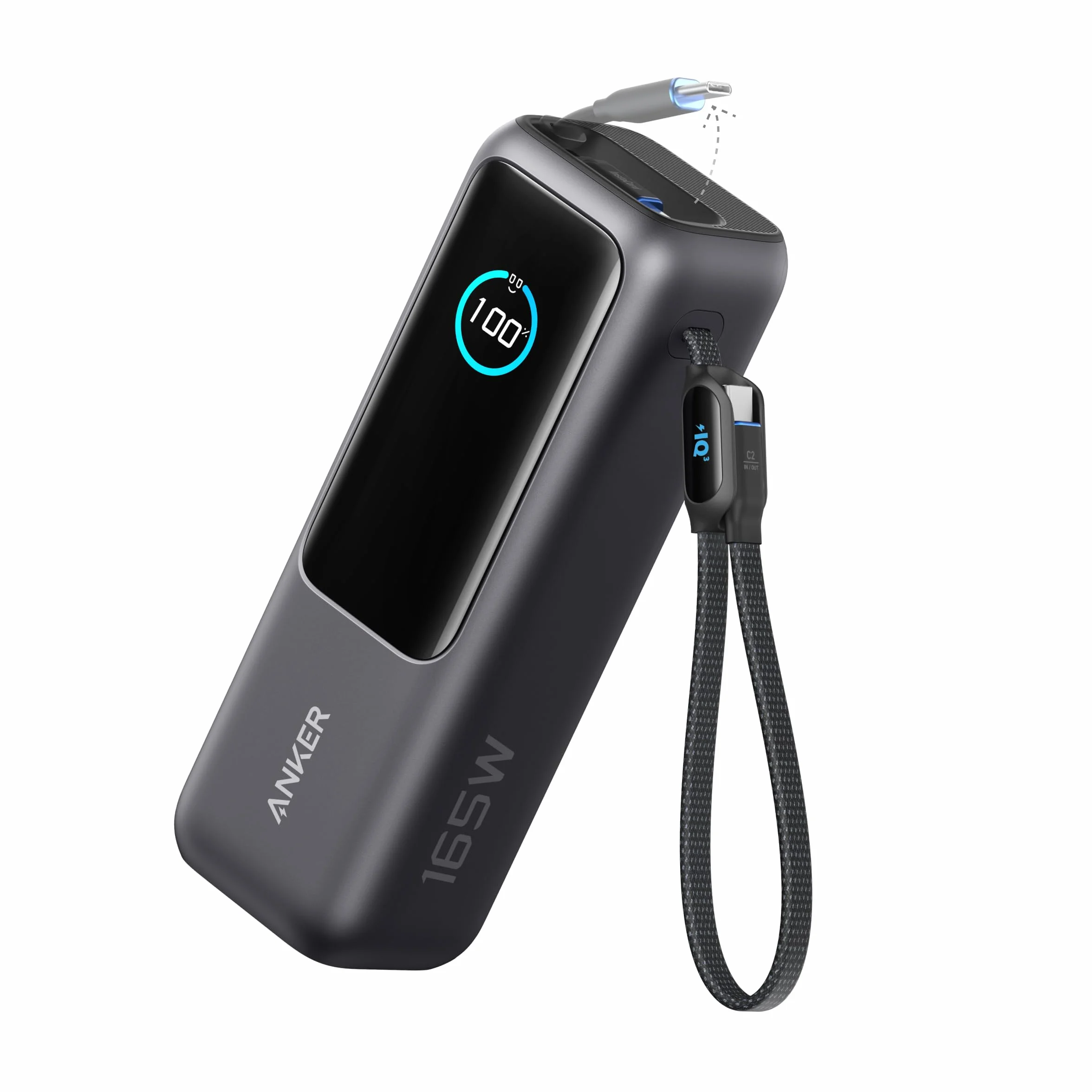 Anker Laptop Power Bank 25000mAh 165W USB C Caricatore Portatile con Cavi Integrati per iPhone 17 Pro Max MacBook Samsung
