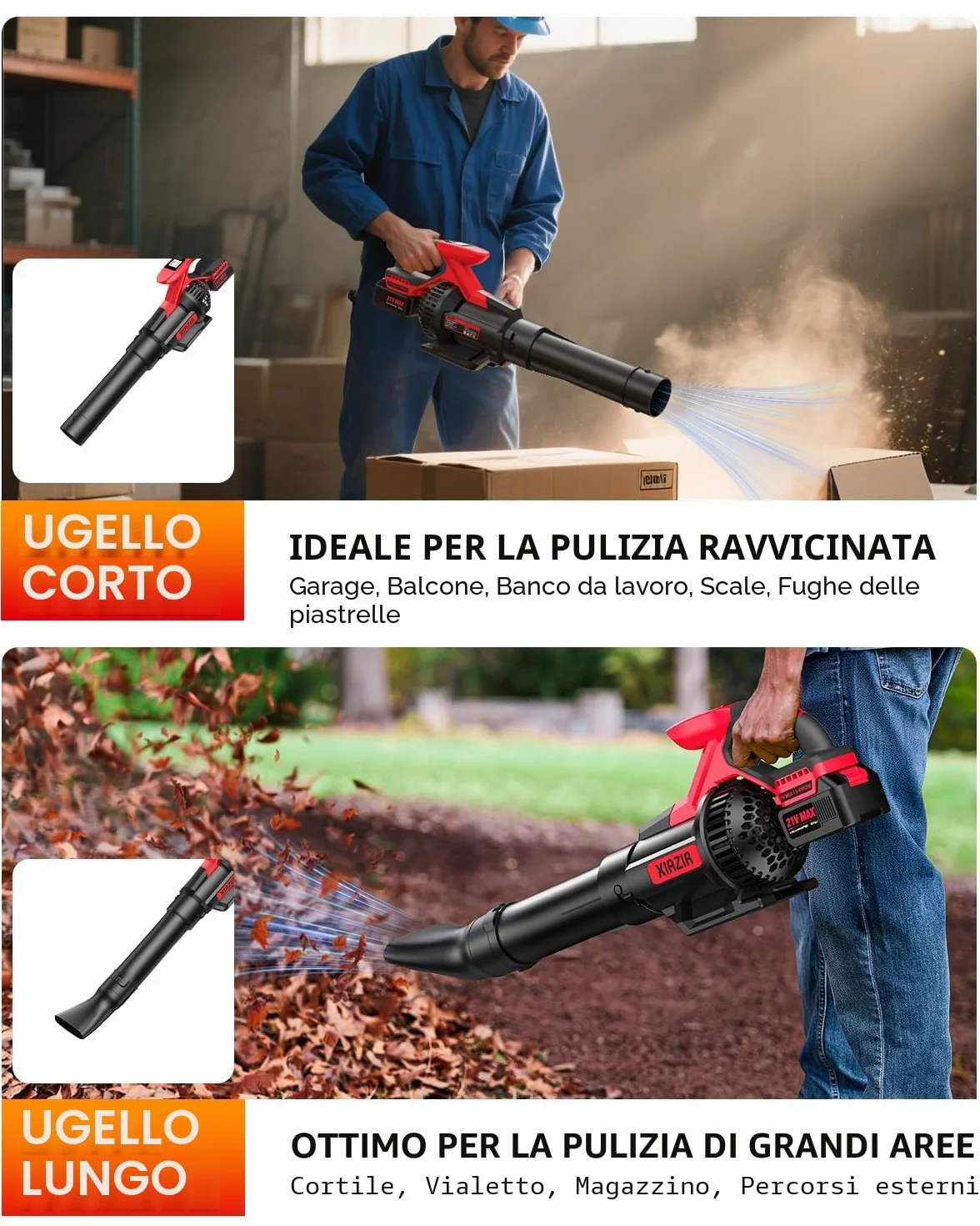 Soffiatore Senza Fili con Display LCD, 3 Velocità, 2×4.0Ah Batterie e Caricabatterie Veloce, Soffiatore Elettrico Leggero per Cura del Giardino, Vialetto, Foglie, Polvere e Neve