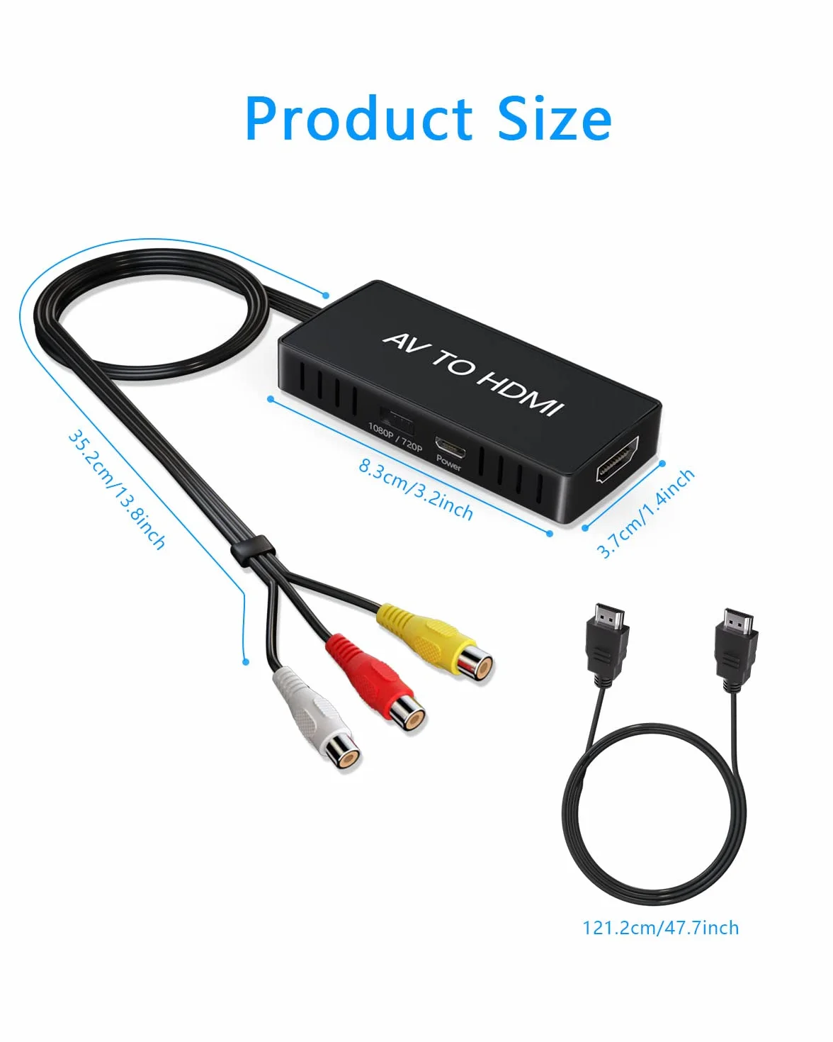 Adattatore da RCA a HDMI 1080P Mini Composite AV to HDMI con PAL/NTSC per PC TV Wii PS1-3