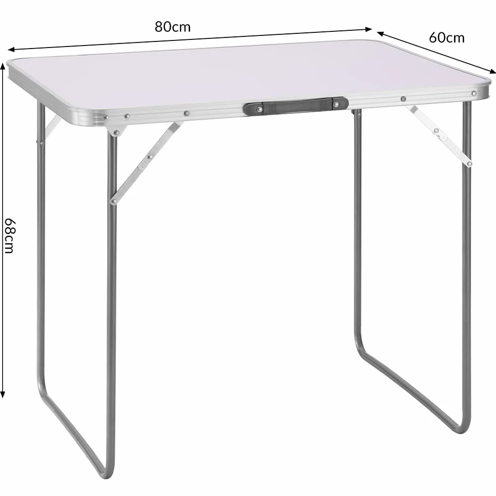 BAKAJI Tavolino Pieghevole da Campeggio Picnic 60x80x68 Alluminio Bianco