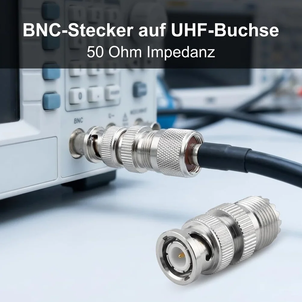 Cocoarm 2 Pezzi Adattatore Coassiale BNC Maschio a UHF Femmina, Connettore per Cavi RF per Scanner Radio