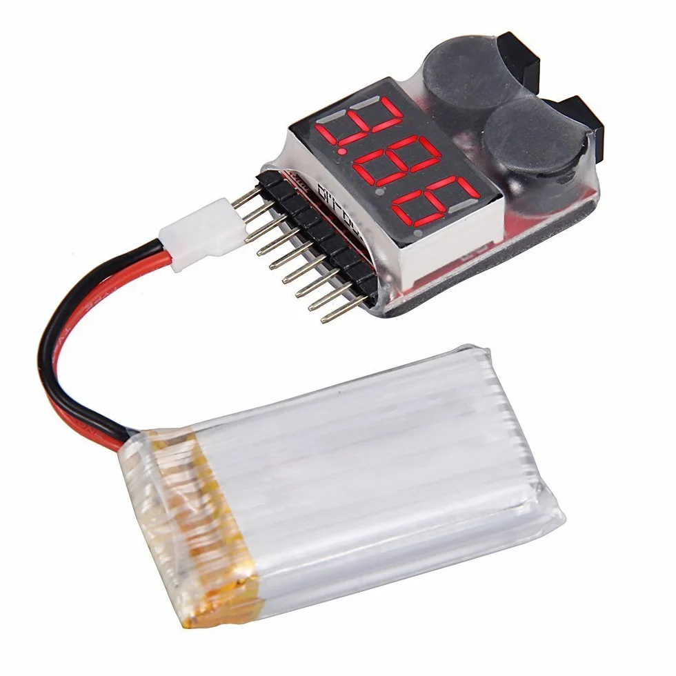 DollaTek 2PCS RC Lipo Battery Monitor Tester Alarm Buzzer Low Voltage LED Indicator for Li-ion LiPo 1-8S