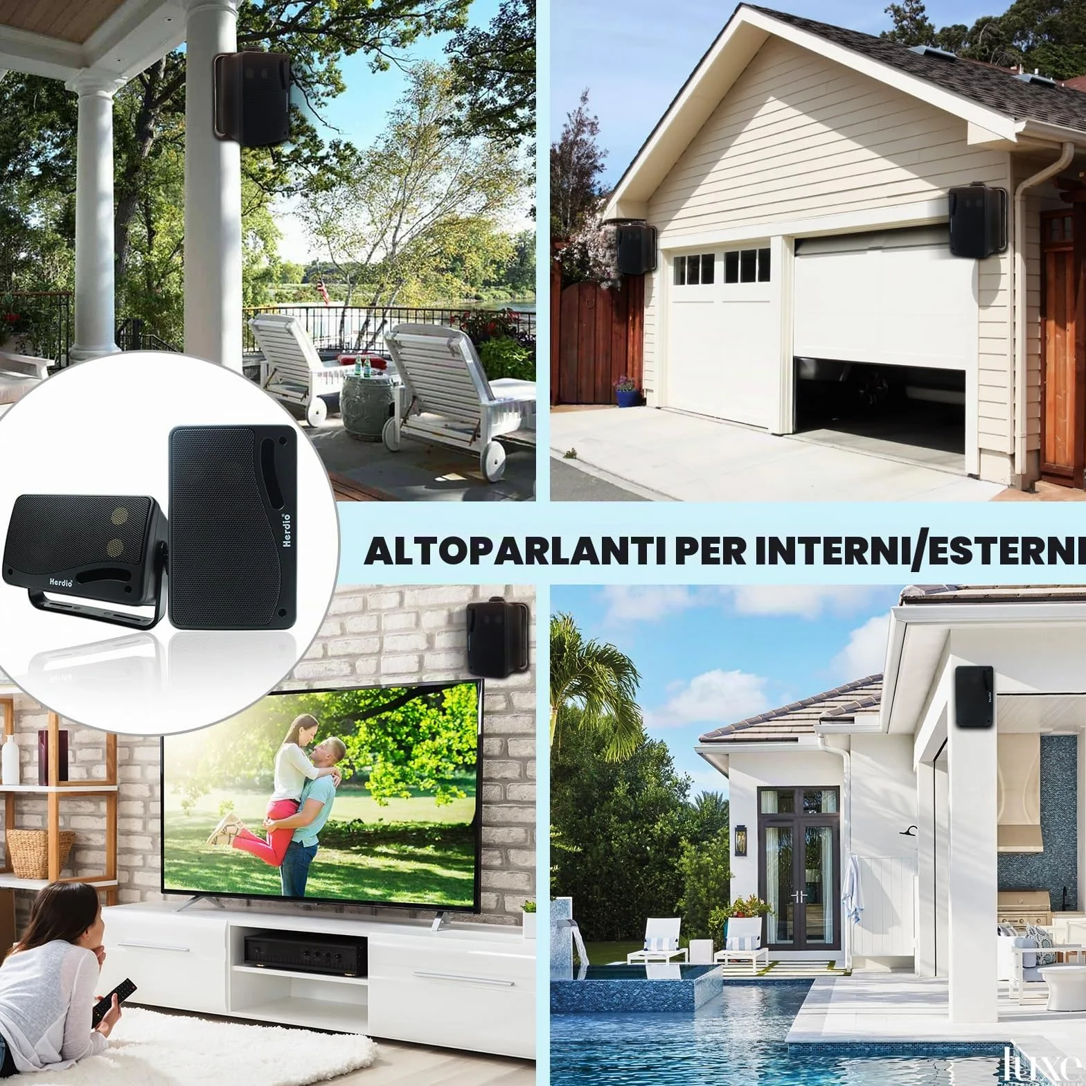 Herdio 3,5 Pollice Altoparlanti da Esterno 200Watt Diffusori Cablato All-Weather Coppia Nero