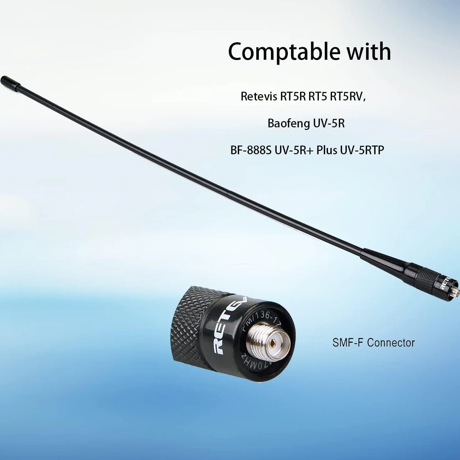 Retevis RHD771 Antenna SMA-F Doppia Banda UHF/VHF per Walkie Talkie RT5 RT5R RT5RV RT6 RT7 RT21 H777 Baofeng UV-5R BF-888S (2 Pezzi)