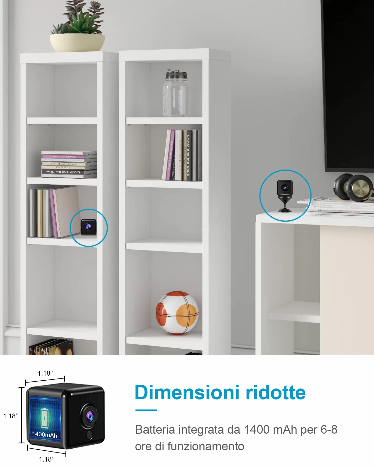 aobo Telecamera Nascosta 4K HD Mini Wifi Interno Videocamera Sorveglianza Senza Fili Batteria Lunga Durata Spy Cam